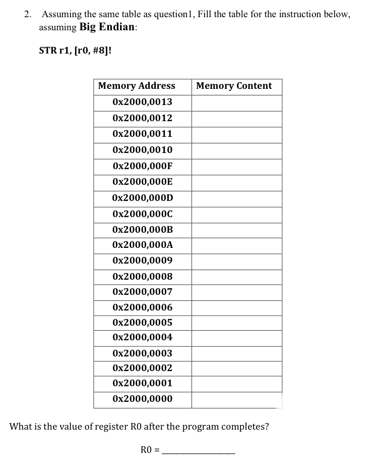 2 . Assuming the same table as question 1 , Fill