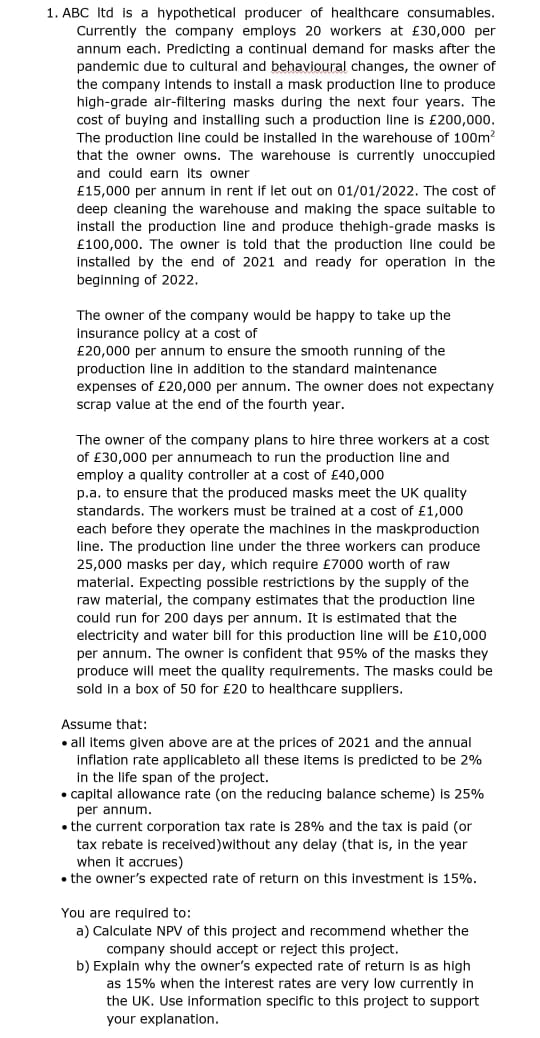 Finance Problem LABC ltd Is a hypothetical