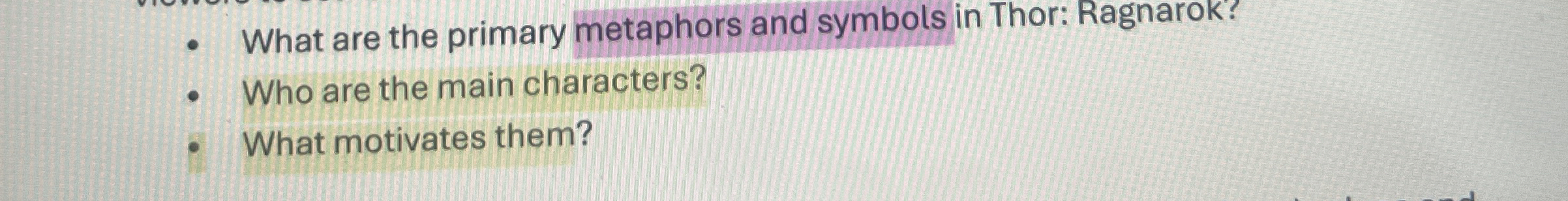 Question What are the primary metaphors and