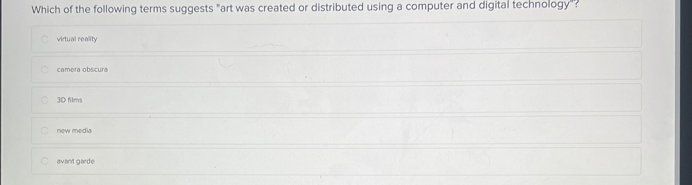 Which of the following terms suggests "art was