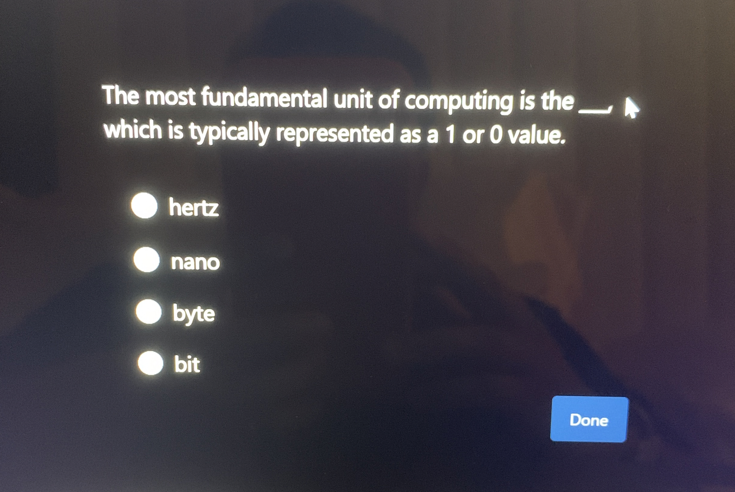 The most fundamental unit of computing is the q ,