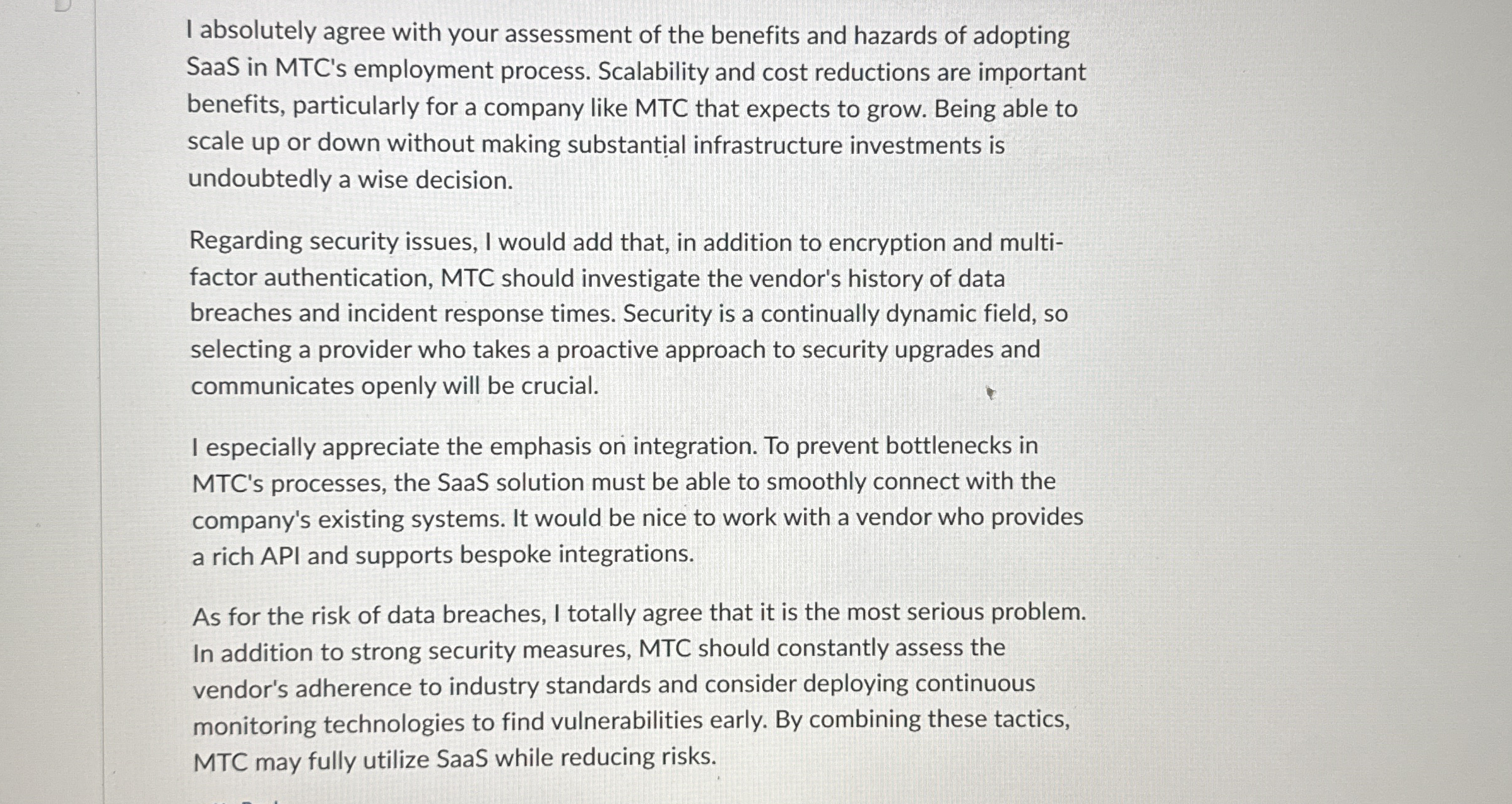 I absolutely agree with your assessment of the