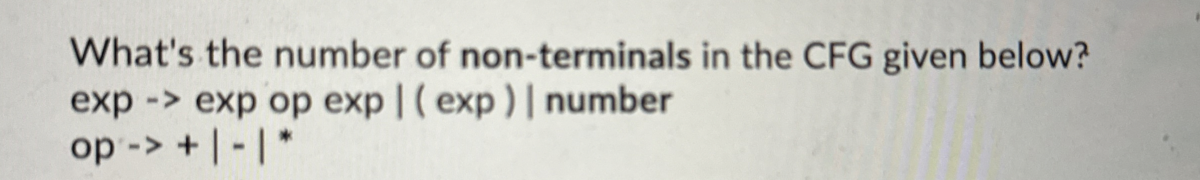 What's the number of non - terminals in the CFG