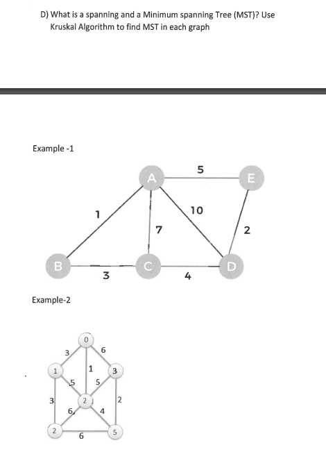 D ) What is a spanning and a Minimum spanning