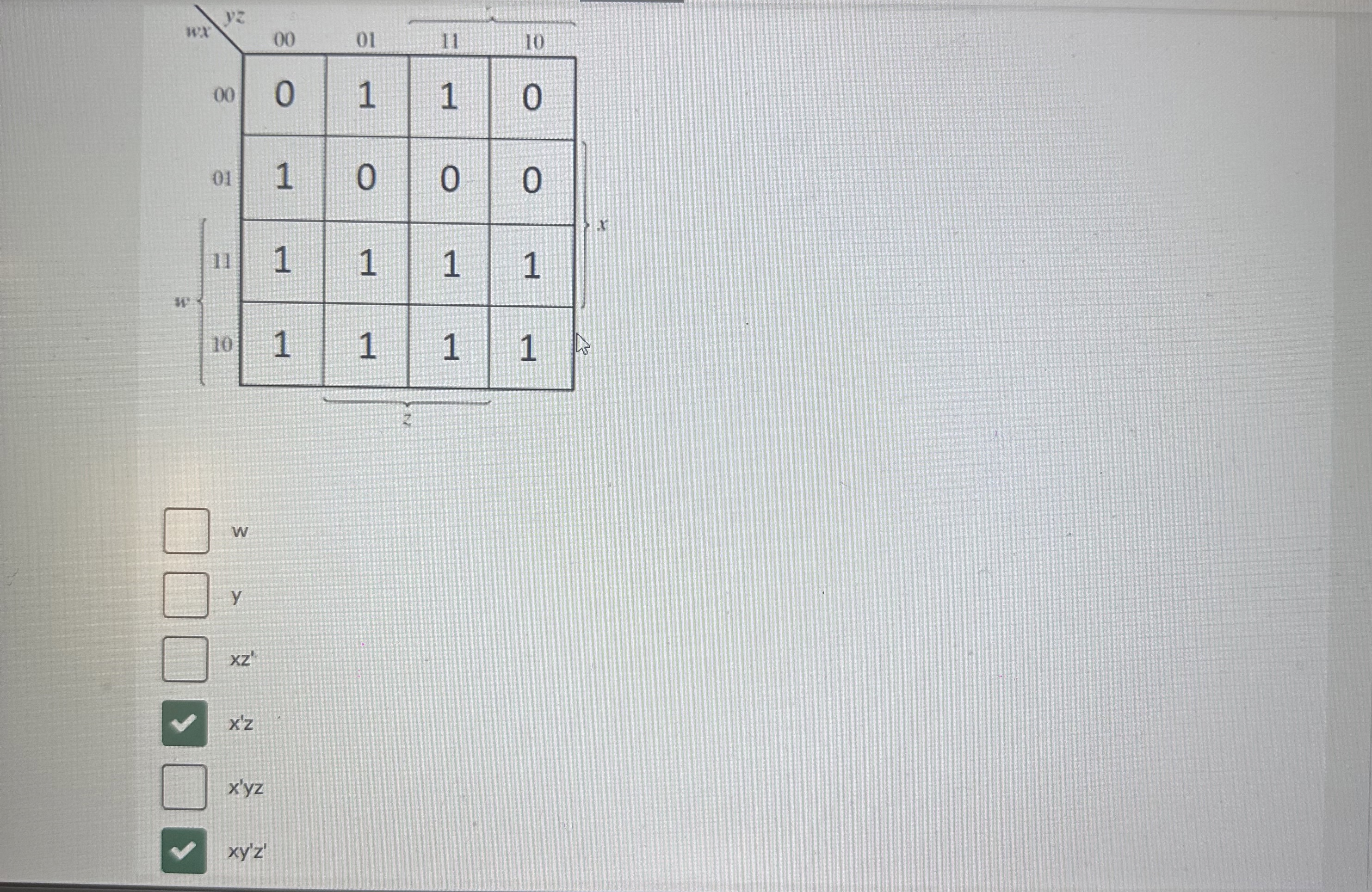 \ table [ [ , 0 0 , 0 1 , 1 1 , 1 0 ] , [ 0 , 1 ,