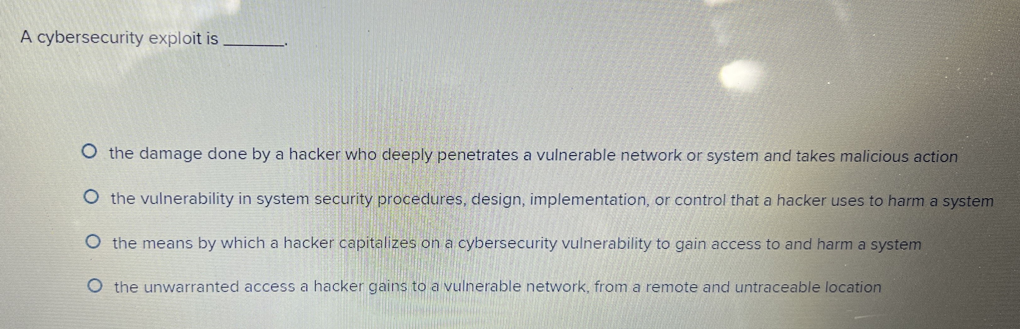A cybersecurity exploit is the damage done by a