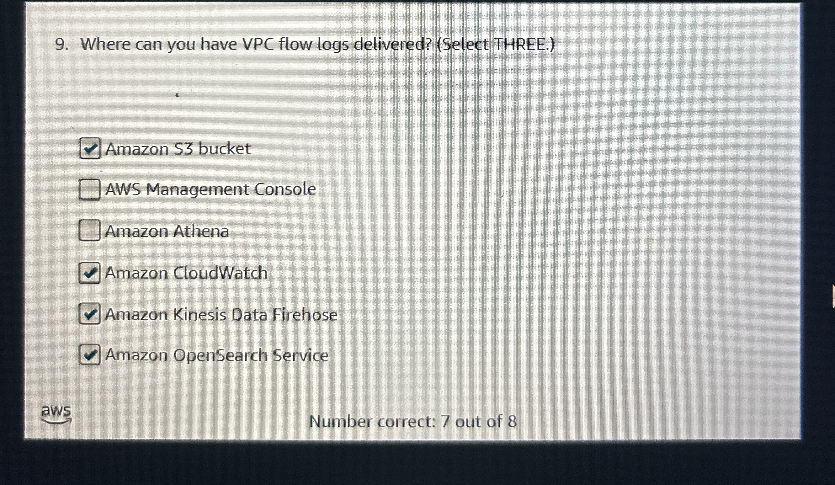 Where can you have VPC flow logs delivered? (