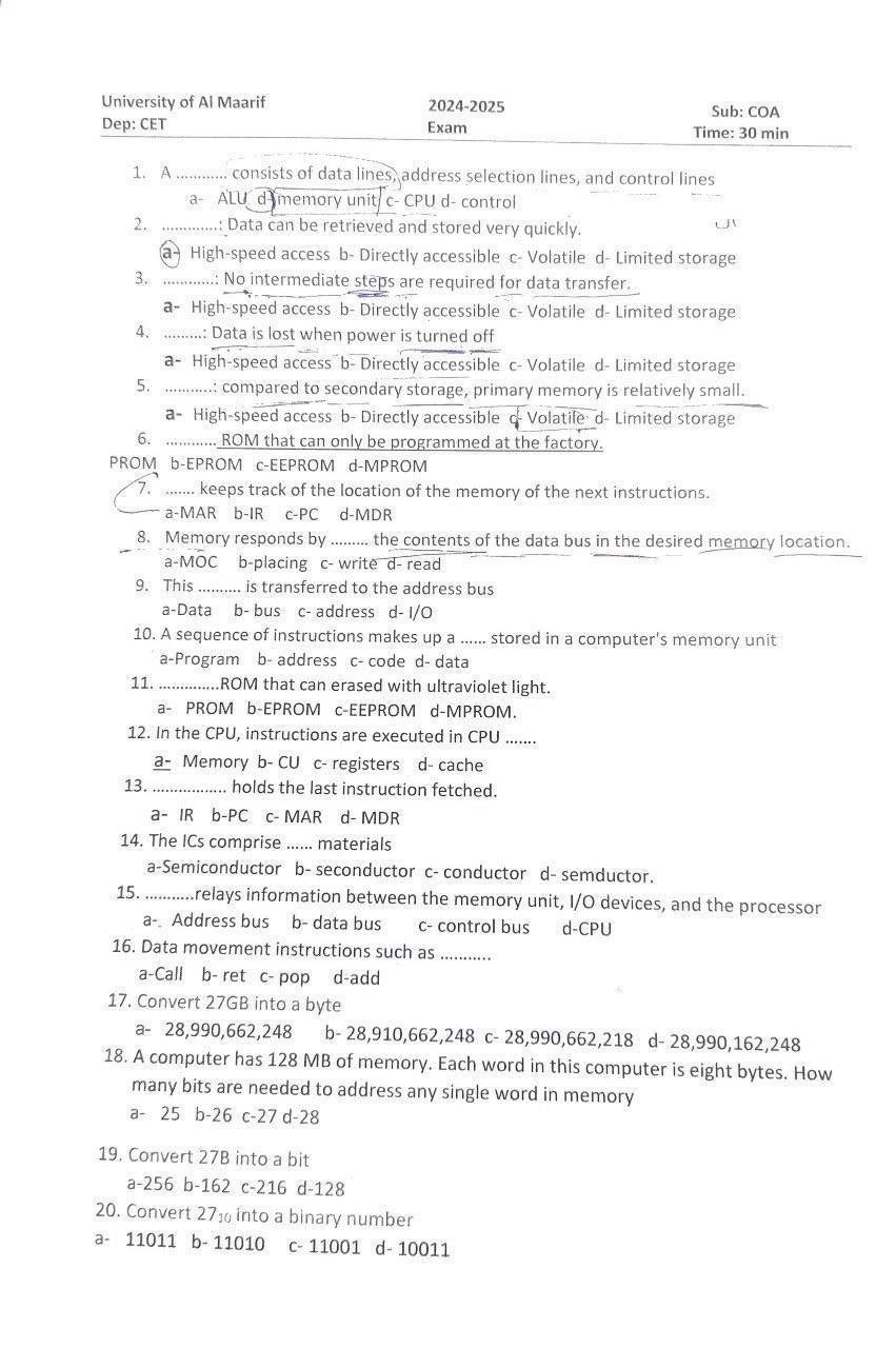 A consists of data lines, address selection