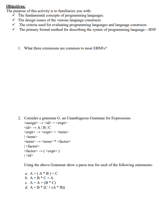 Obiectives: The purpose of this activity is to