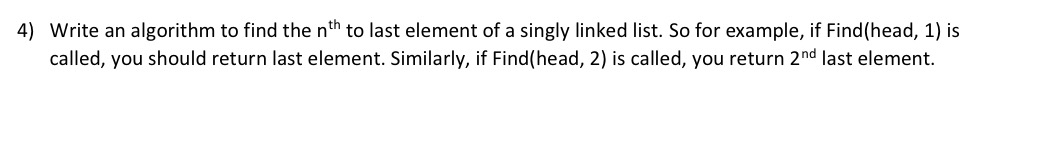 Write an algorithm to find the n t h to last