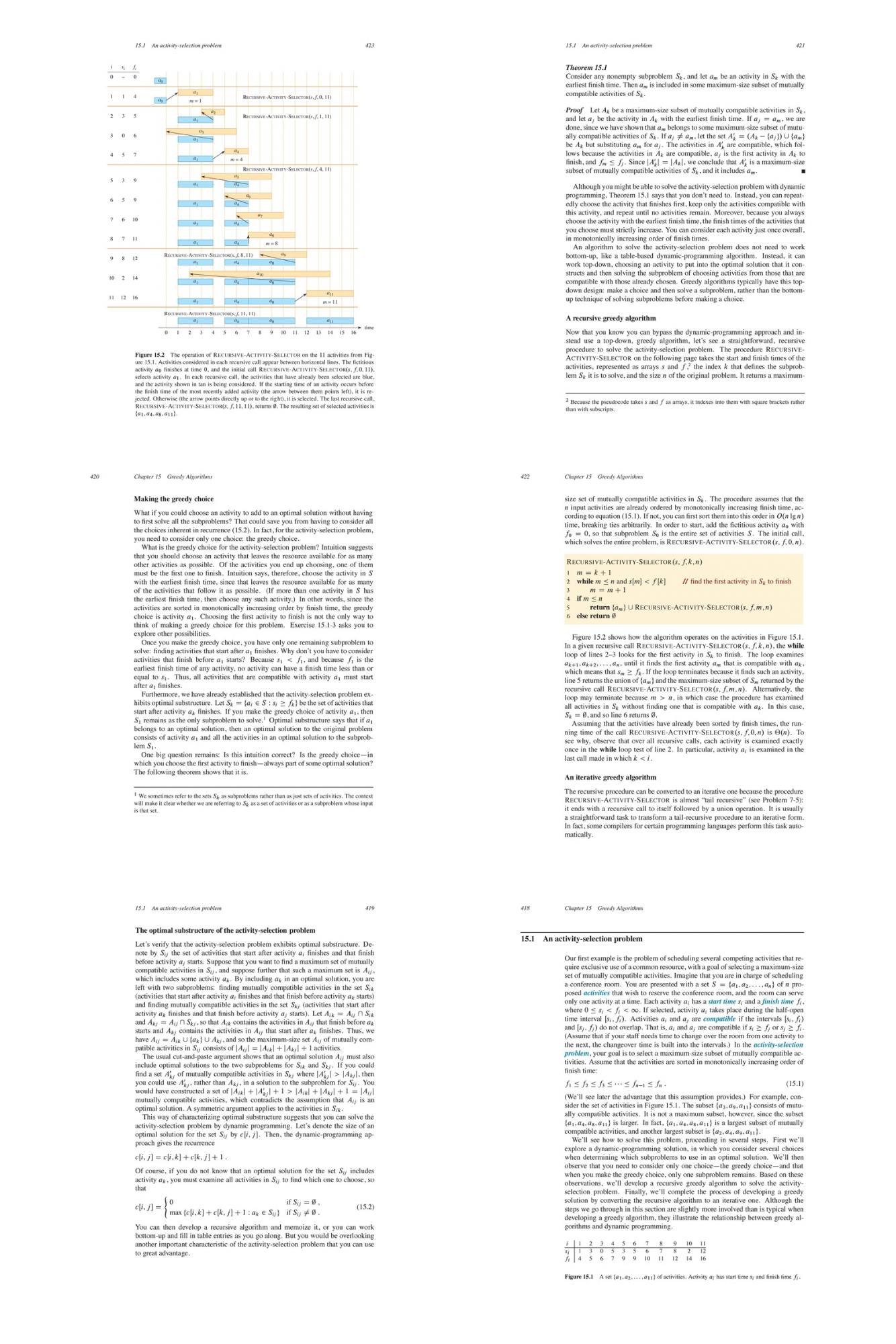 Read section 1 5 . 1 ( An activity - selection
