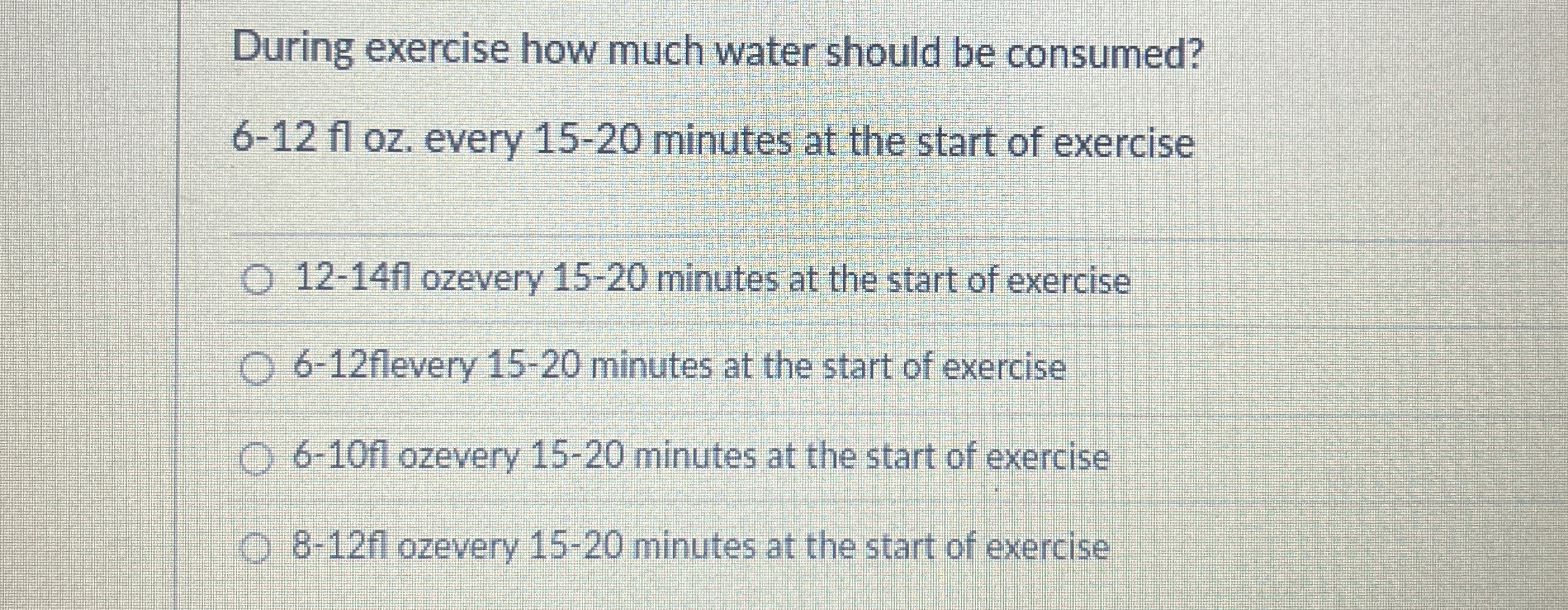 During exercise how much water should be