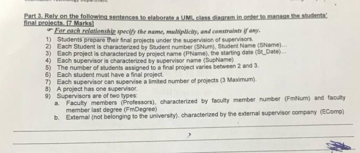 Part 3 . Relv on the following sentences to