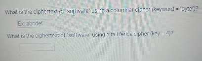 What is the ciphertext of 'software' using a