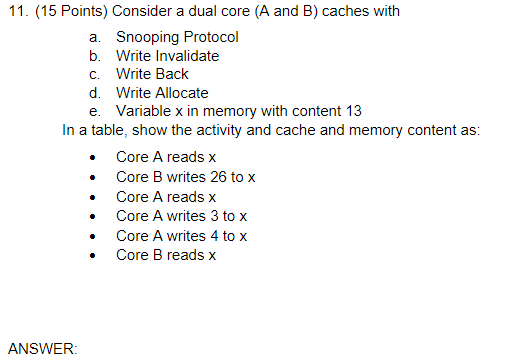 1 . ( 1 5 Points ) Consider a dual core ( A and B