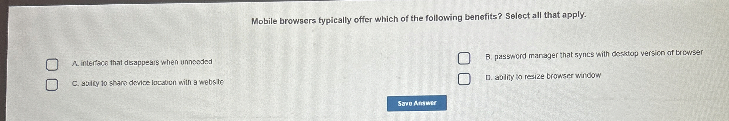 Mobile browsers typically offer which of the