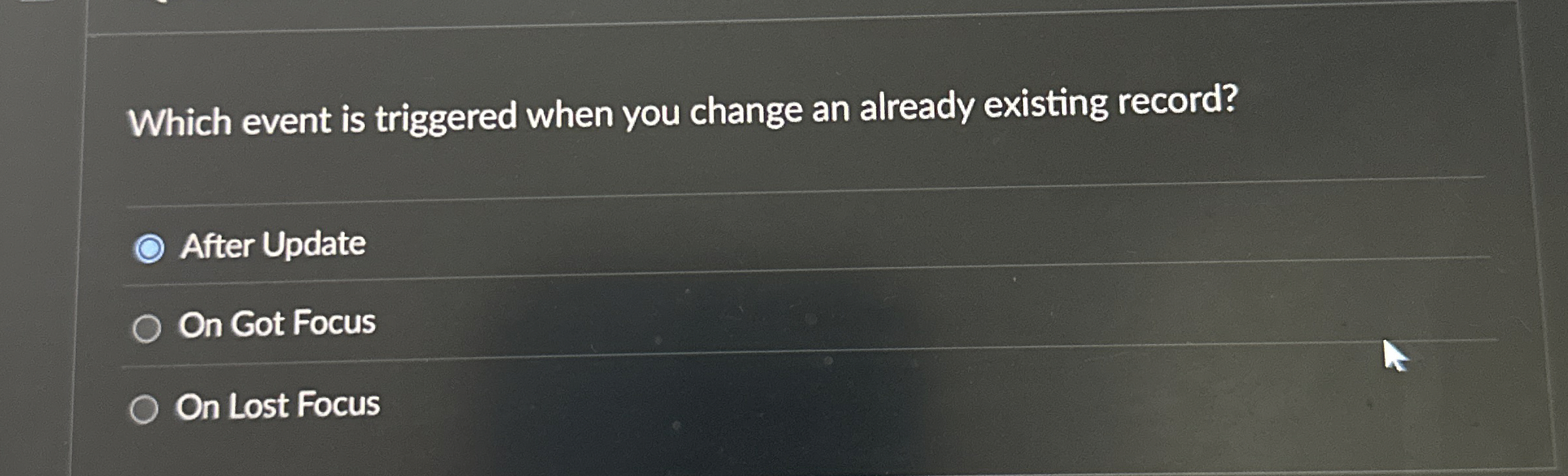 Which event is triggered when you change an