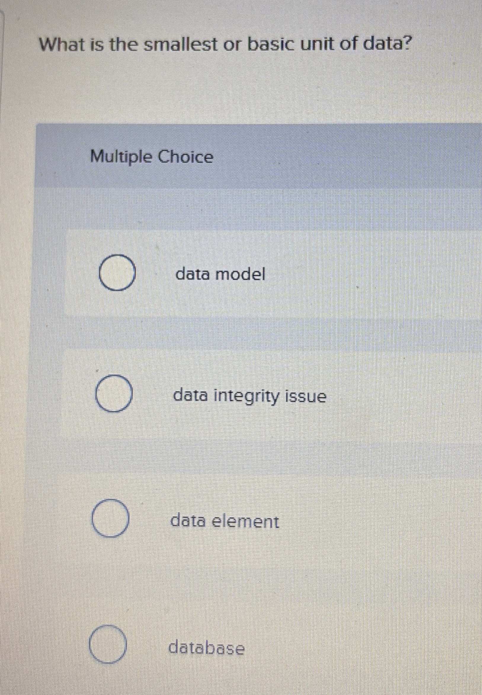 What is the smallest or basic unit of data?
