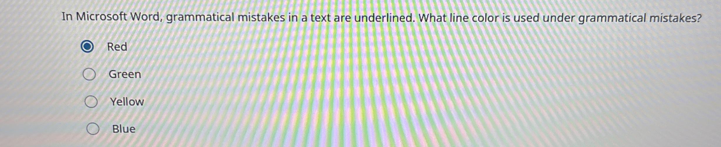 In Microsoft Word, grammatical mistakes in a text