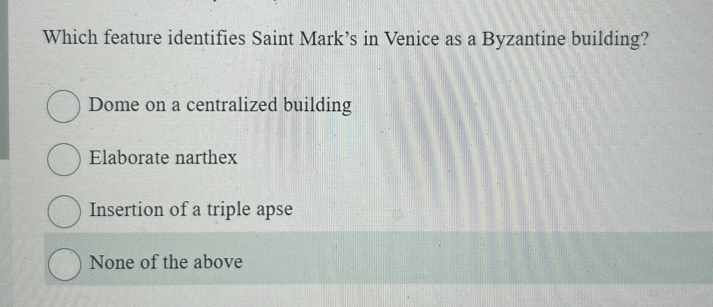 Which feature identifies Saint Mark's in Venice