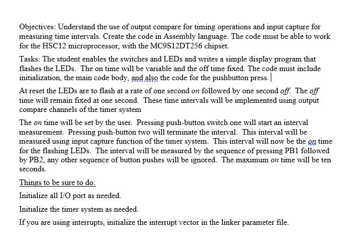 Objectives: Understand the use of output compare
