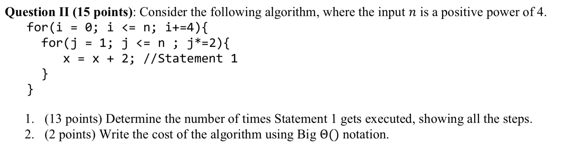 Question II ( 1 5 points ) : Consider the