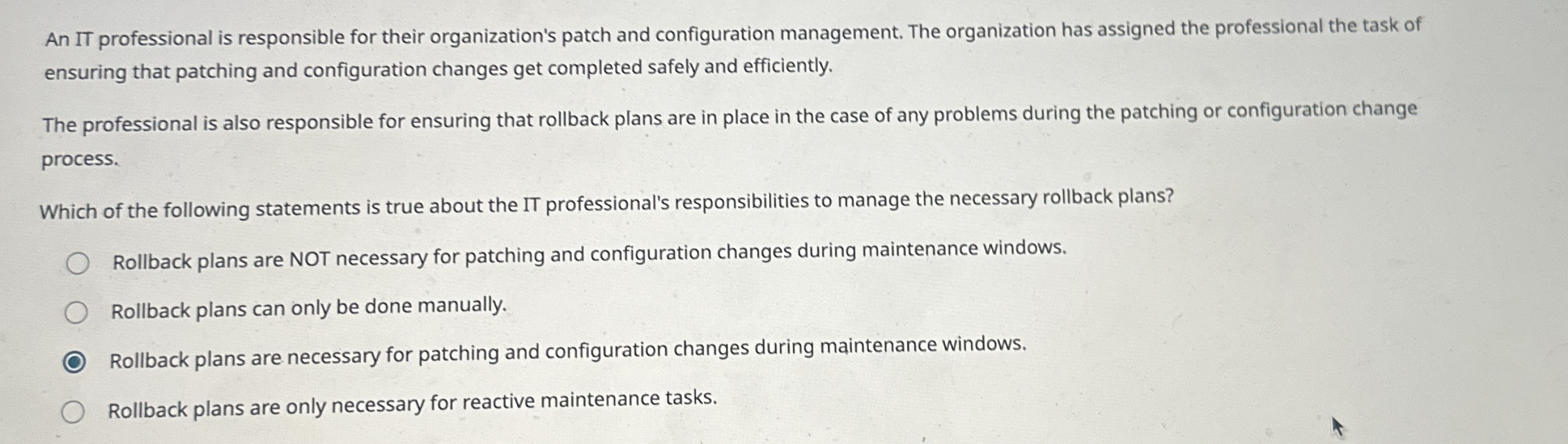 An IT professional is responsible for their