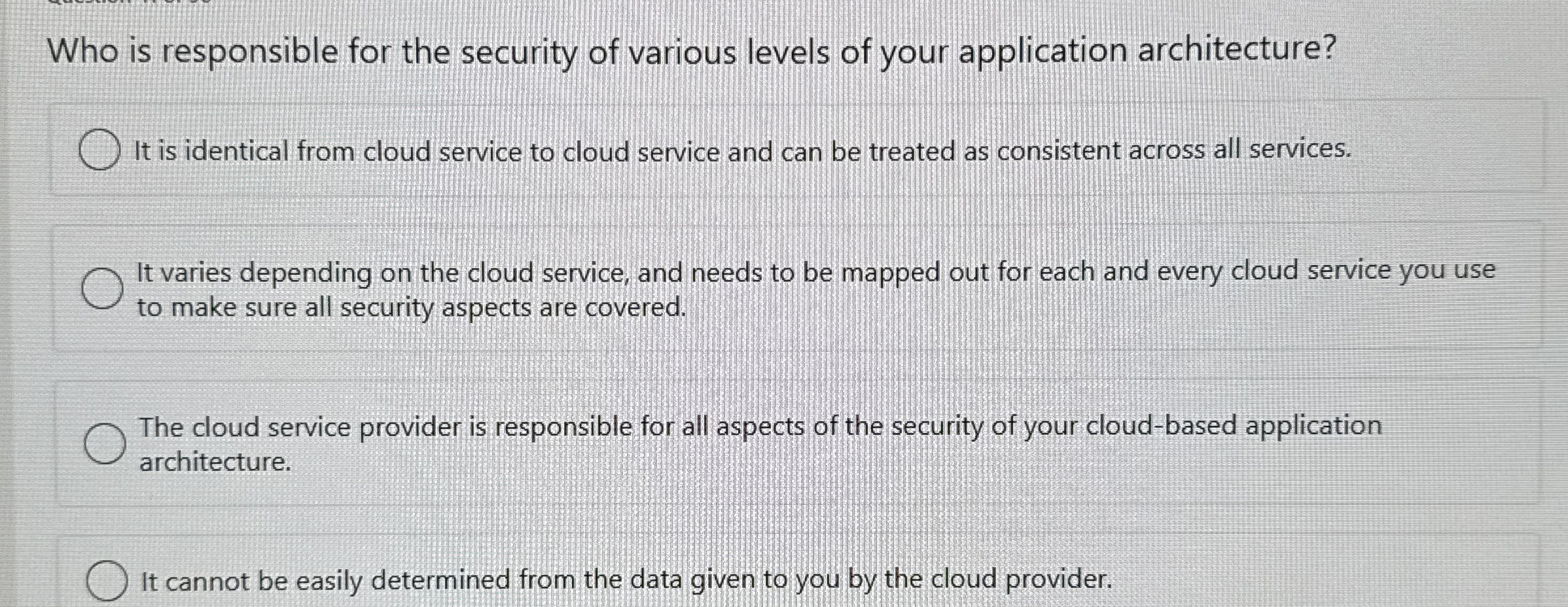 Who is responsible for the security of various