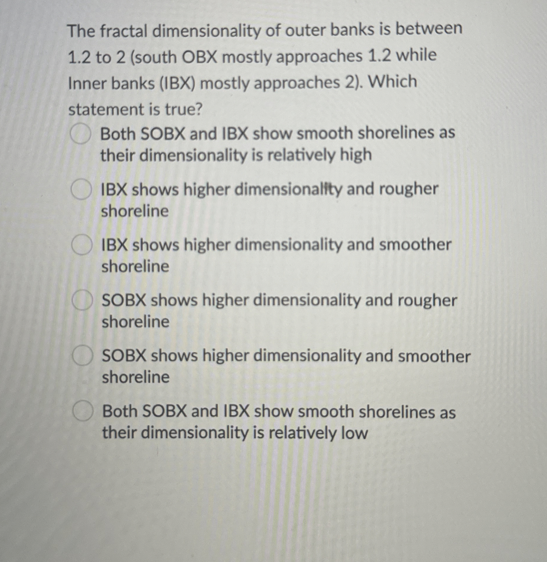 The fractal dimensionality of outer banks is