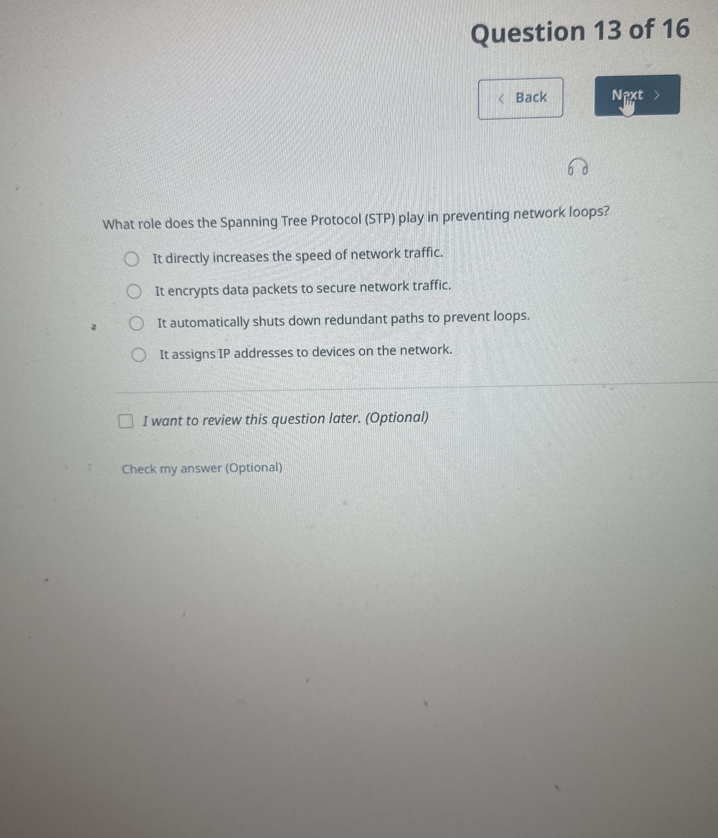 Question 1 3 of 1 6 Back 6 0 What role does the