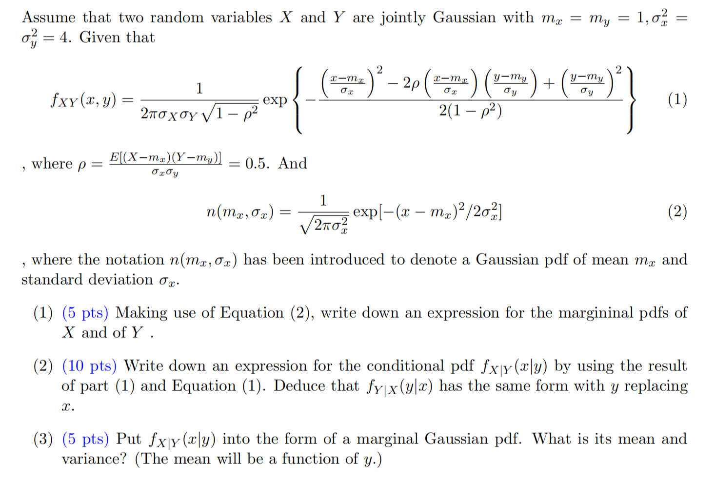 Assume that two random variables x and Y are