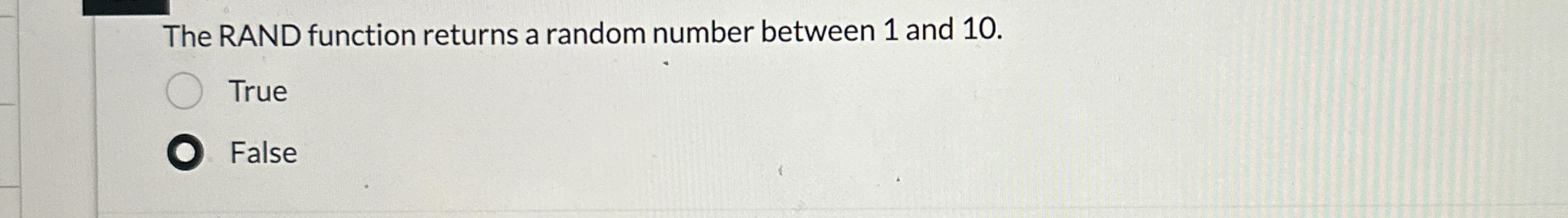 The RAND function returns a random number between