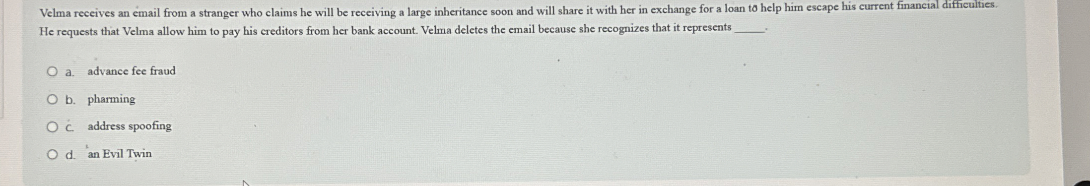 Velma receives an email from a stranger who