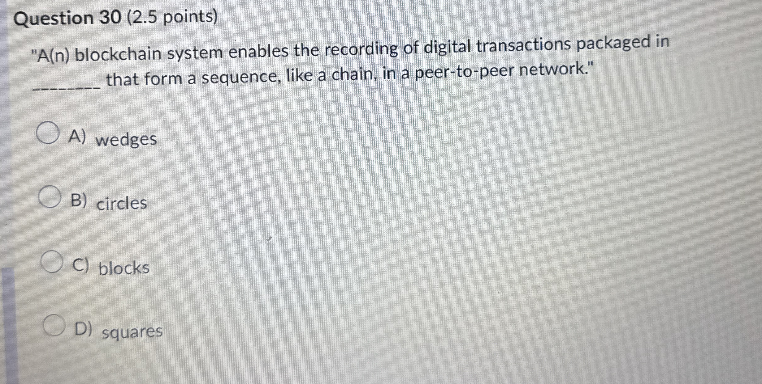 Question 3 0 ( 2 . 5 points ) " A ( n )