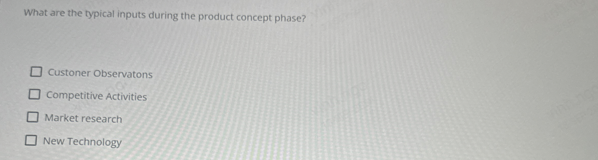 What are the typical inputs during the product