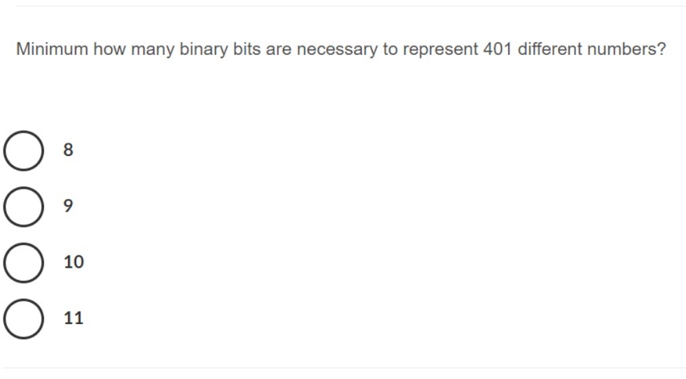 Minimum how many binary bits are necessary to