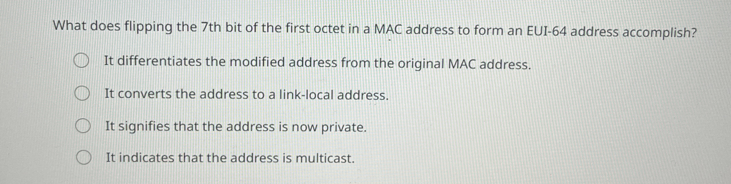 What does flipping the 7 th bit of the first