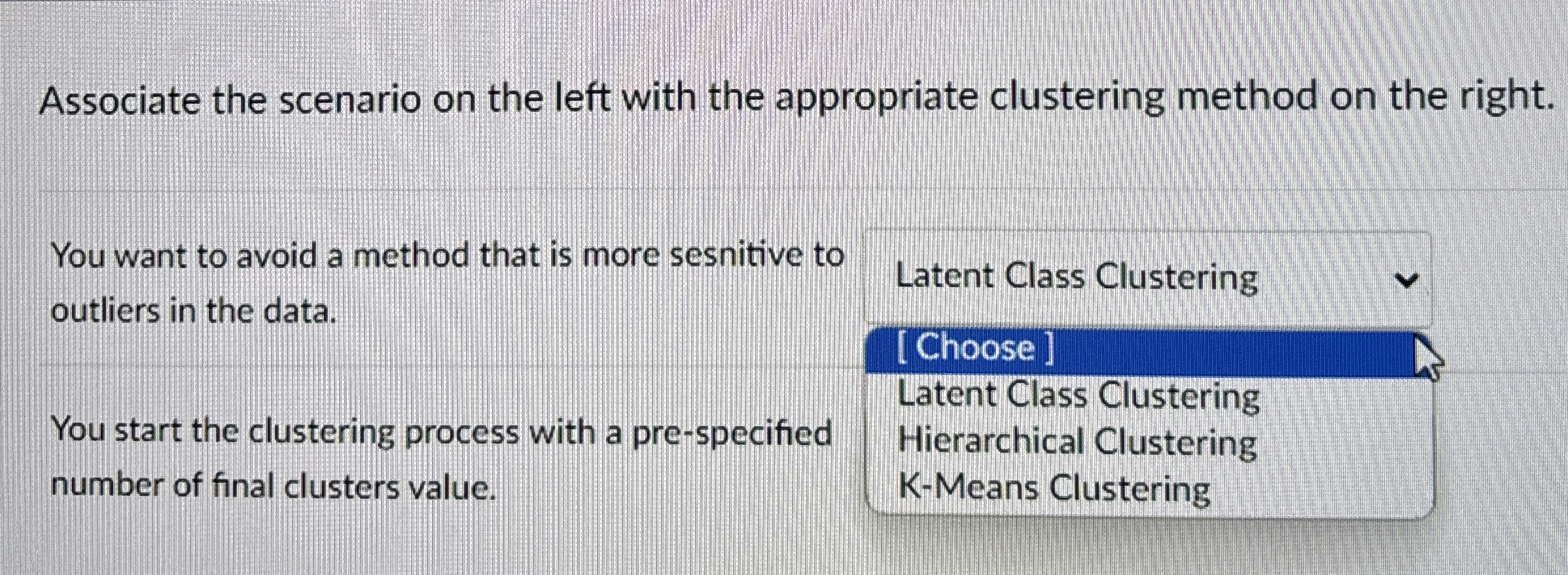 Associate the scenario on the left with the