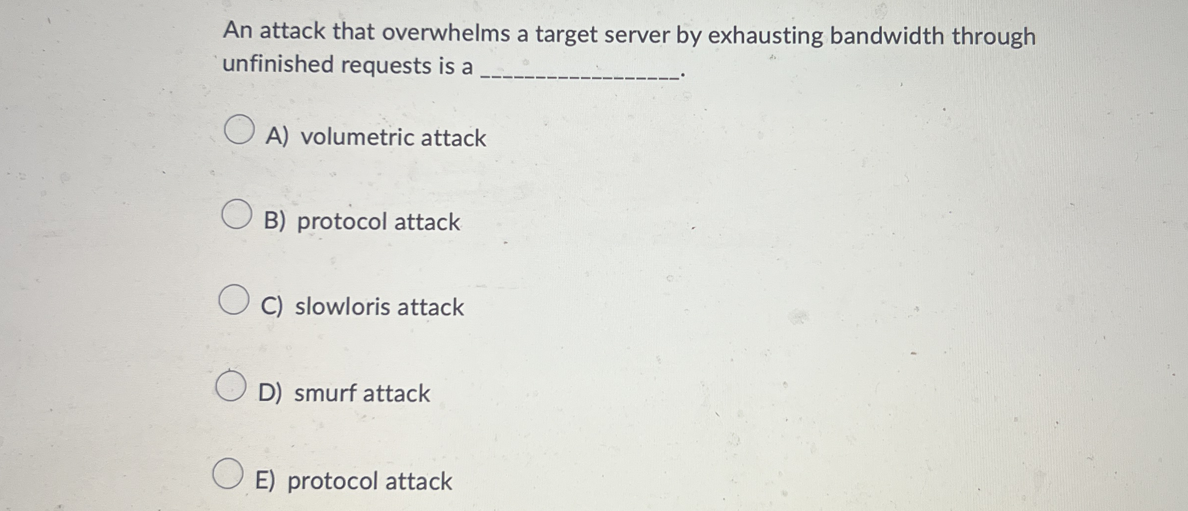 An attack that overwhelms a target server by