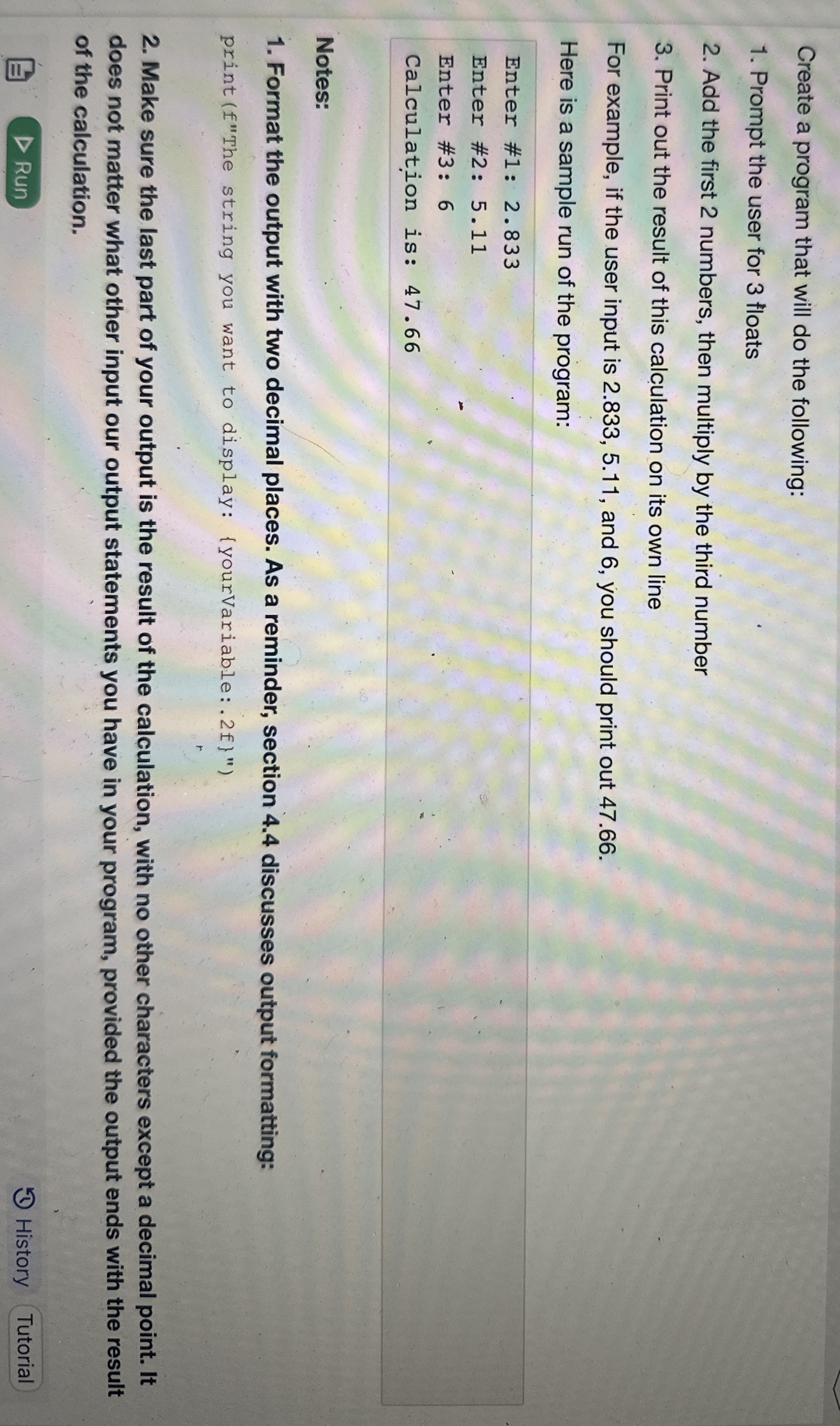 Python Create a program that will do the