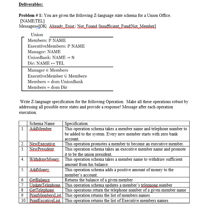 Deliverables: Problem # 1 : You are given the