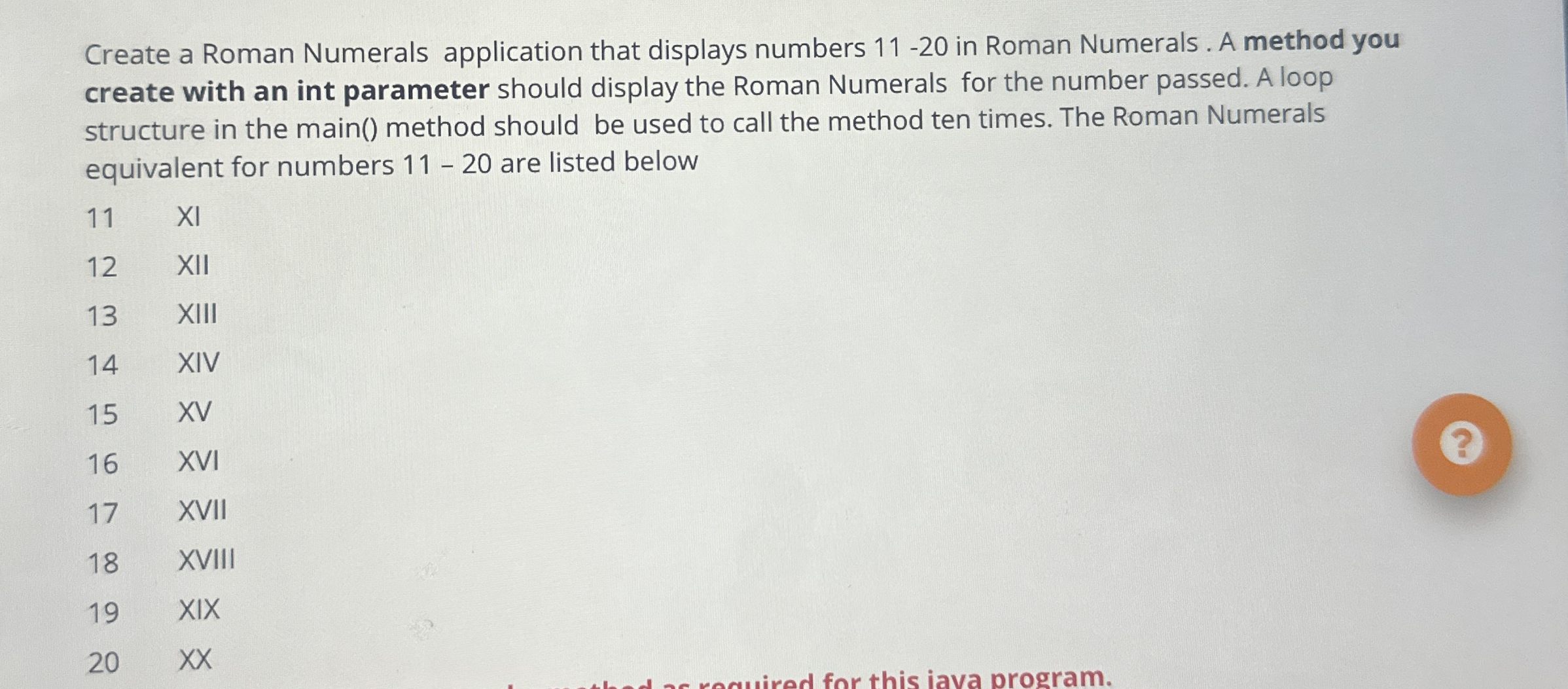 Create a Roman Numerals application that displays