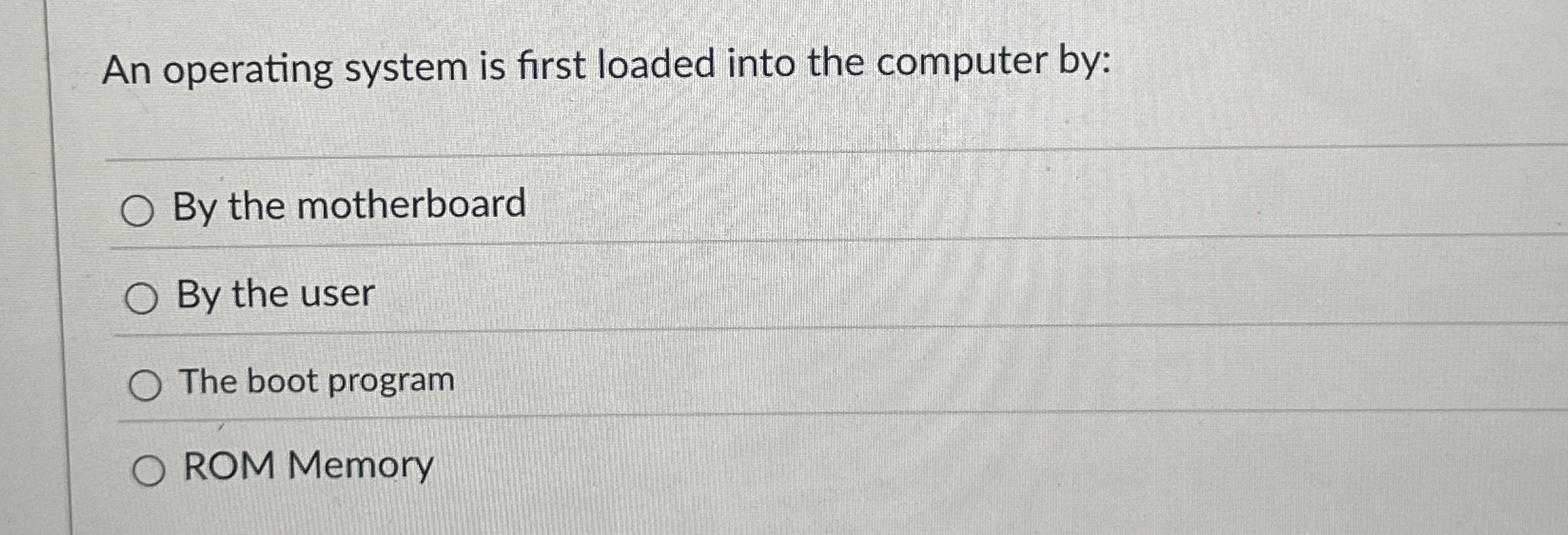 An operating system is first loaded into the