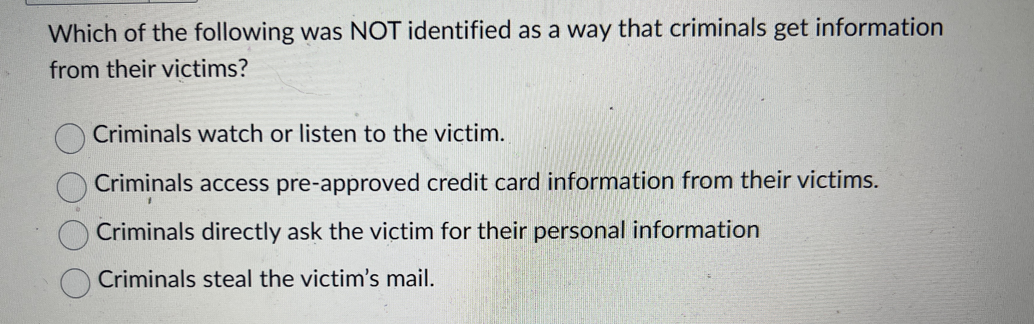 Which of the following was NOT identified as a