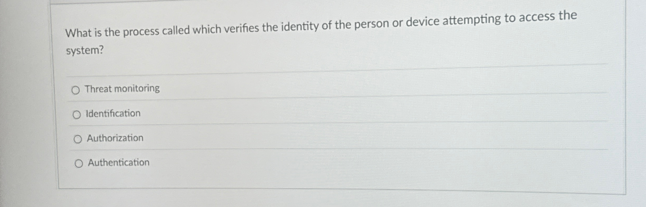 What is the process called which verifies the