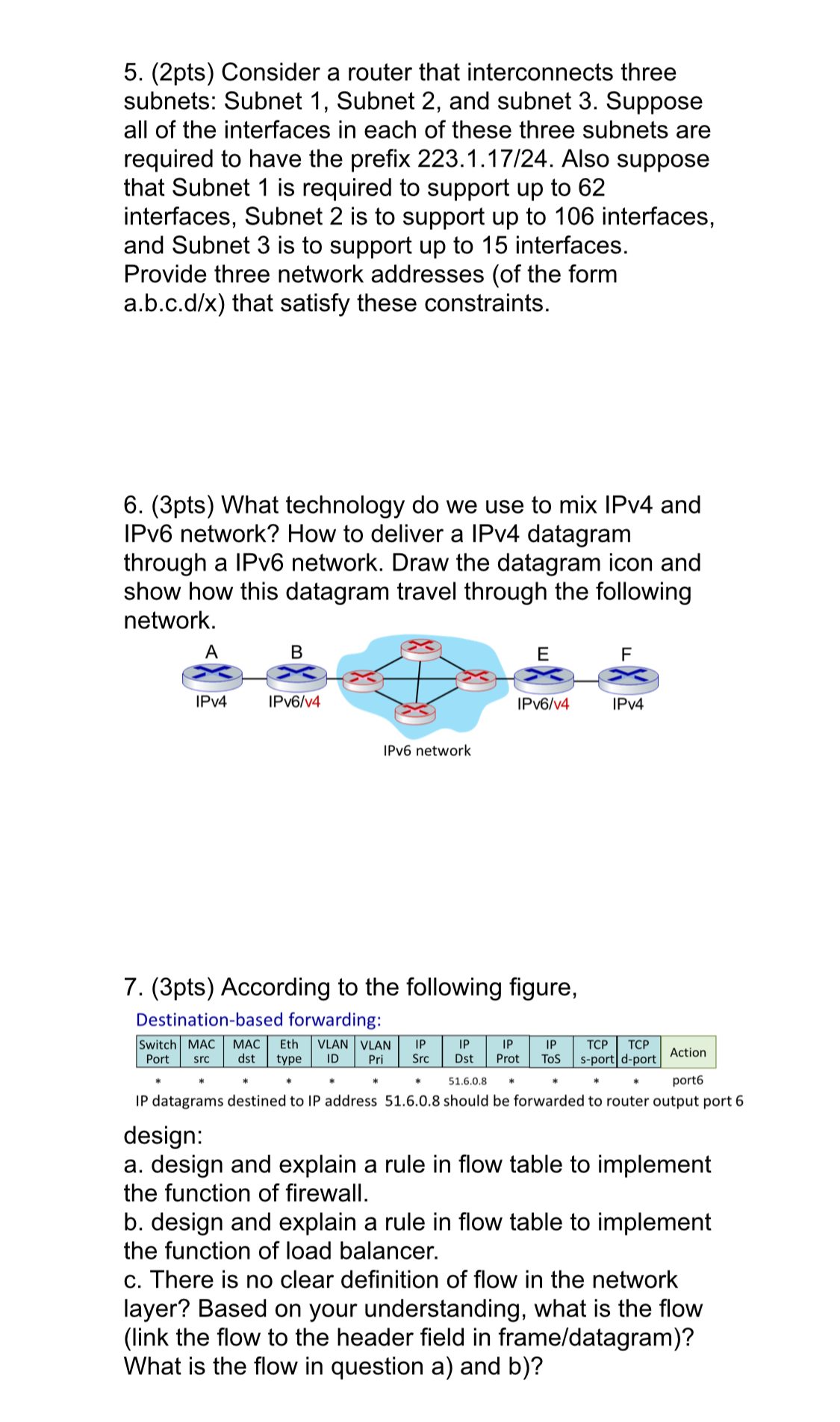( 2 pts ) Consider a router that interconnects