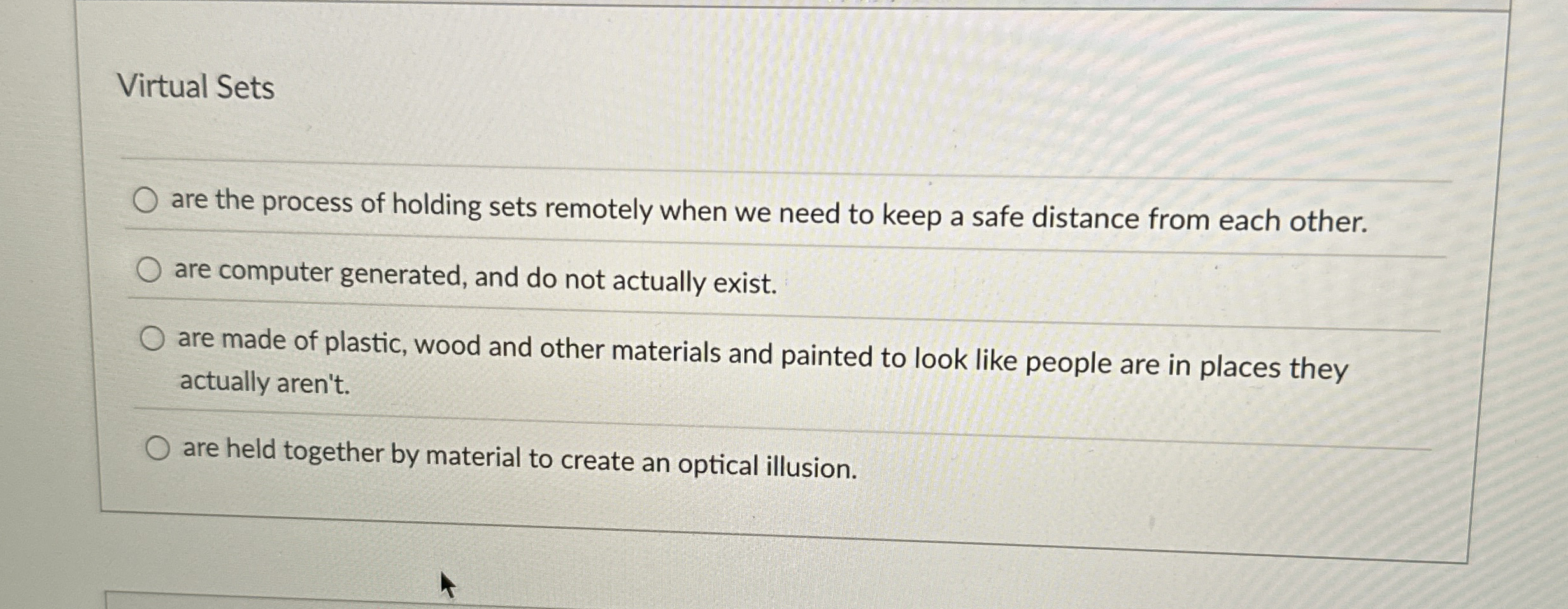 Virtual Sets are the process of holding sets