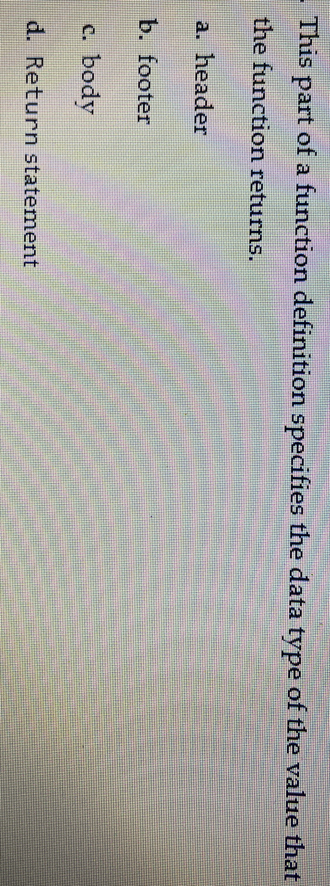 This part of a function definition specifies the