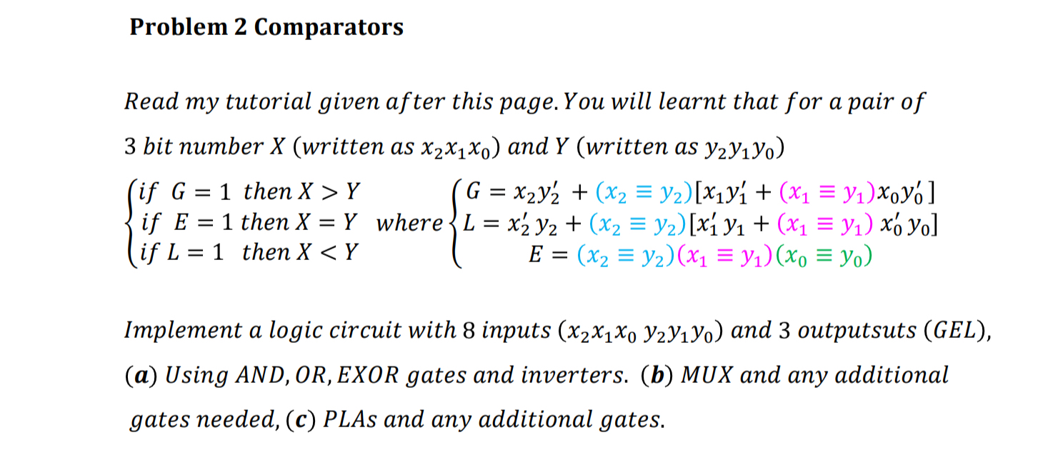 Problem 2 Comparators Read my tutorial given