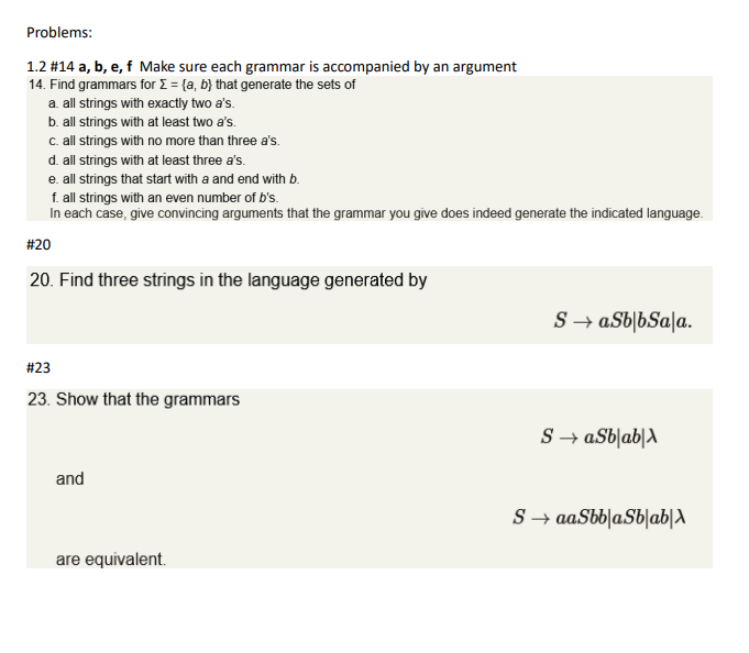 Problems: 1 . 2 # 1 4 a , b , e , f Make sure